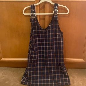 Plaid overall dress